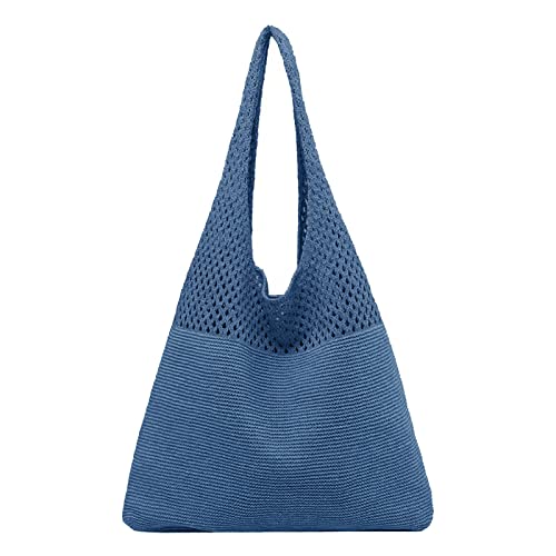 Kosmetik Taschen Klein Damen Frühjahr/Sommer Retro hohl gestrickte Handheld One Shoulder Weste Tasche Geld Taschen Kellnerbörse (Blue, One Size) von VaiKanhai