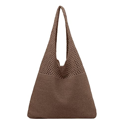 Kosmetik Taschen Klein Damen Frühjahr/Sommer Retro hohl gestrickte Handheld One Shoulder Weste Tasche Geld Taschen Kellnerbörse (Coffee, One Size) von VaiKanhai