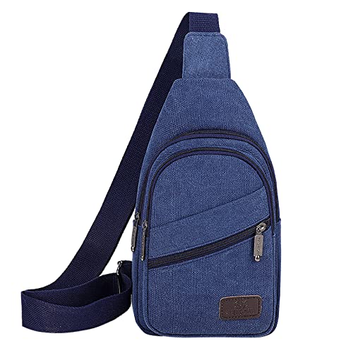 Taschen O Bag 2022 Herren lässige einfarbige einfache One-Shoulder-Umhängetasche (Blue, One Size) von VaiKanhai
