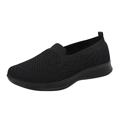 Turnschuhe Damen Low-Top Schuhe Leichte Bequem Sneakers Memory Foam Slip On Air Outdoor Laufschuhe Plateau Shoes Walkmaxx Damenschuhe Fitness Sportschuhe Barfuss Schuhe Bequeme (Black, 40) von VaiKanhai