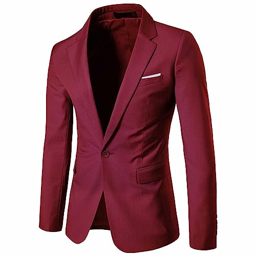 VaiKanhai Anzug Herren Regular Fit Business Blazerjacke Sakkos Anzug Jacke Hose Modern Freizeit Anzugjacke Sakkos-Anzugjacken Trachtenanzug Anzüge LäSsige Elegante Slim Fit (Z jsjm08284-Wine, XXXXXXL) von VaiKanhai