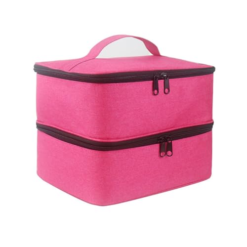 VaiKanhai Auto Taschen Double Layer Nail Polish Organizer Portable Bag Organizer Case Nail Polish Carrying Case with Manicure Tools Storage High Capacity Nail Bag Organizer Case (Hot Pink, One Size) von VaiKanhai