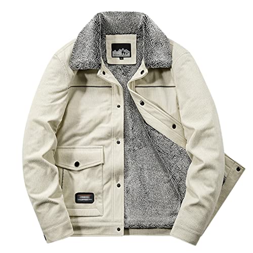 VaiKanhai Cordjacke Herren Herbst Slim Fit Corduroy Männer | mit Innen Bomberjacke Lässig Jacke Mode Winterjacke Traditionell Chino Jacken Herren Übergangsjacke Motorradjacke M L XL XXL 3XL von VaiKanhai