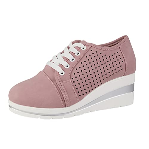 VaiKanhai Damen Mesh Schuhe Sportschuhe Sneaker Joggingschuhe Bequeme Dehnbar Laufschuhe Sportschuhe Sportlich Mesh-Stretch-Turnschuhe Schnürer Arbeitsschuhe Sneaker Memory Foam Slip On (Pink, 42) von VaiKanhai