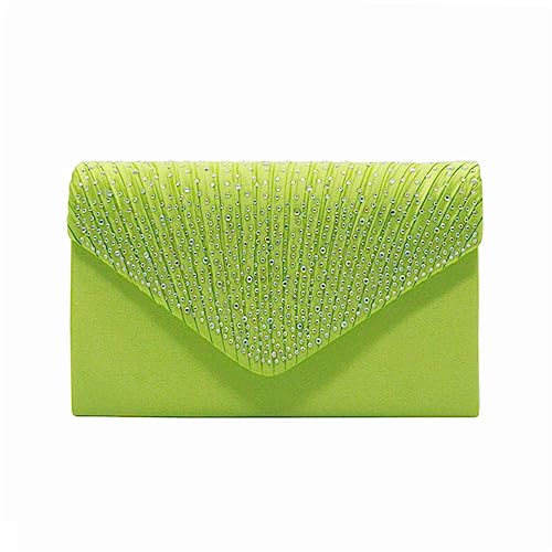 VaiKanhai Freigut Taschen Große Damen-Clutch-Tasche für den Abend, Satin, Brautschmuck, Diamante, Party, Abschlussball, Umschlag Taschen Gurtband Kette (Green, One Size) von VaiKanhai