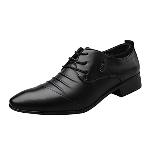 VaiKanhai Halbschuhe Herren Leder Herren-Schuhe in Übergröße, modischer Stil, atmungsaktiv, bequem, Business-Slip-on-Schuhe für Arbeit, Freizeit, Lederschuhe in (Z jsjm_A-Black, 45) von VaiKanhai