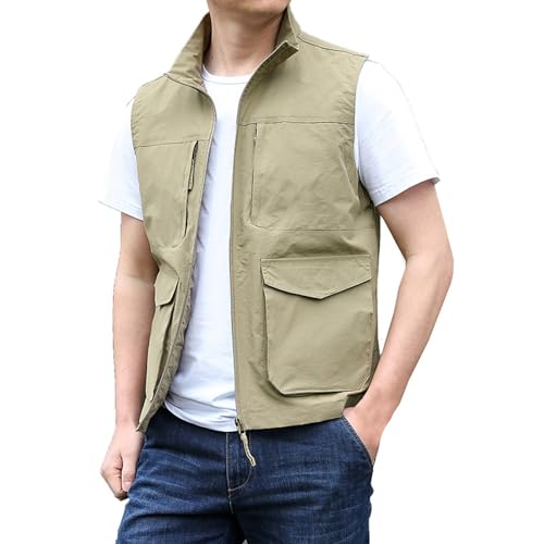 VaiKanhai Herren Outdoor Weste Sommer Männer Anglerweste Casual Leicht Weste Wander Angler Camping Safari Weste Ärmellos vielen praktischen Taschen Freizeitweste Camping Weste von VaiKanhai