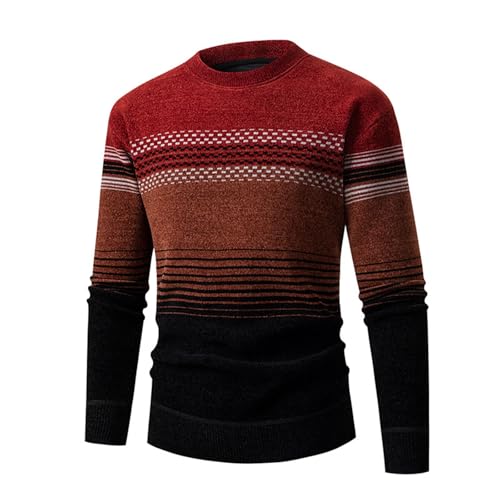 VaiKanhai Herren Pullover 3XL Winter Strickpullover Rundhals Pullover Farbverlauf Herren Strickshirt Sport Freizeitshirt Winter Warm Feinstrick Pullover für Herren Jumper Regular Fit von VaiKanhai