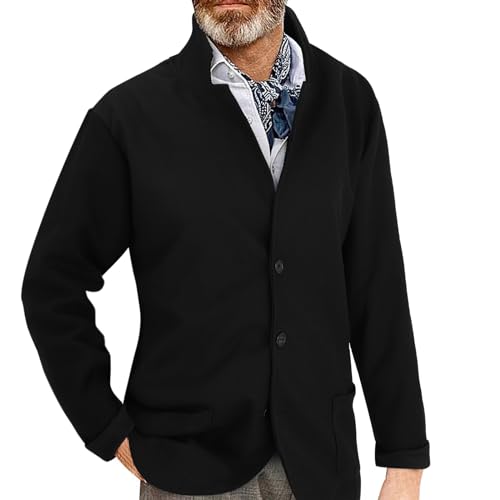 VaiKanhai Herren Stricksakko Sportlich Freizeit Blazer Regular Fit Winter Stehkragen Strickjacke Männer Sako für Herren Modern Sakko Herren Anzug Trachtenhut Herren Übergangsjacke Warm von VaiKanhai