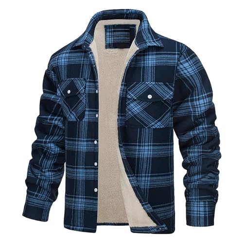 VaiKanhai Herren Thermohemd Flanellhemd Winterjacke | Fleecefutter schützendem Innenfutter Holzfällerhemd Arbeitshemd Atmungsaktiv Warm Gefüttert Winterjacke 5XL von VaiKanhai