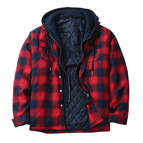 VaiKanhai Holzfällerjacke Herren Holzfällerhemd | Langarm mit Kapuzen Herbst Kapuzenjacke Thermojacke mit Innen Karojacke Herren Outdoorjacke Mode Freizeitjacke S M L XL XXL 3XL 4XL 5XL von VaiKanhai