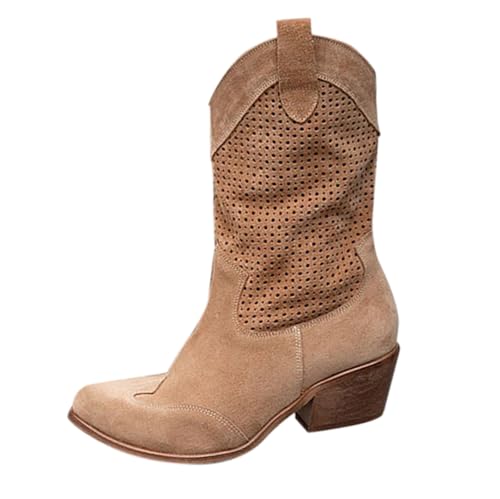 VaiKanhai Lederstiefel Damen mit Absatz Stiefel Plateau Warme Winterstiefel Mesh Stiefeletten Damen Winterschuhe Frauen Schuhe Rutschfeste Boots Gepolstert Rutschfeste Winterstiefel Outdoorschuhe von VaiKanhai