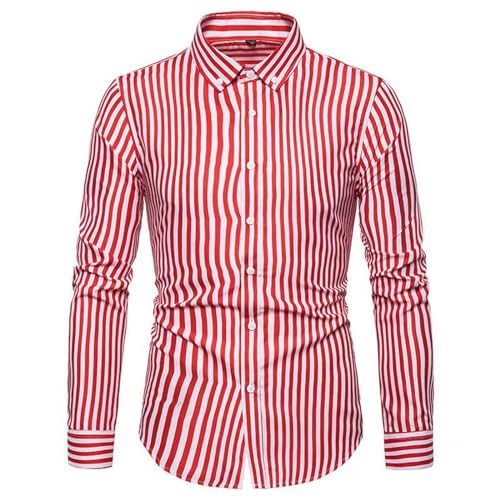 VaiKanhai Leinenhemd Herren Gestreift Hemden Herren Slim Fit Hemd Herren Langarm Weiß Hemden Herren Langarm Schwarz Weiß Leinenhemd Herren Langarm Beige M L XL XXL 3XL 4XL 5XL von VaiKanhai