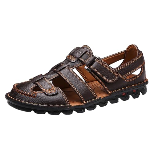 VaiKanhai Schuhe Wasserdicht Herren 49 Herren Atmungsaktive Handgenähte Fußbedeckung Lässige Strand Lazy PU Außenhandel Sandalen Schuhe Extra Weit Herren (B, 43) von VaiKanhai