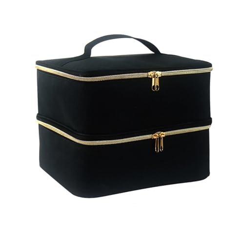 VaiKanhai Schultergurt Für Taschen Schwarz Silber Bag Organizer Case Nail Polish Carrying Case with Manicure Tools Storage High Capacity Nail Bag Organizer Case Freigut Taschen (Black, One Size) von VaiKanhai