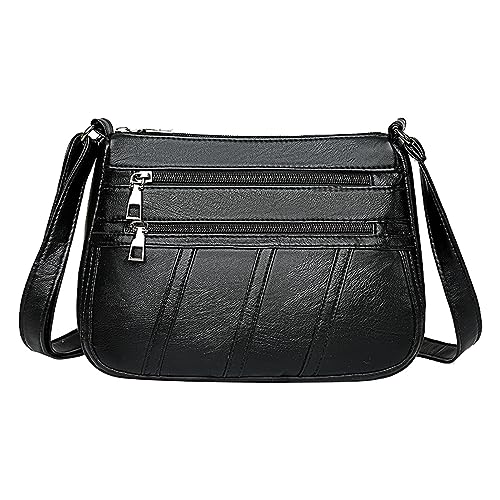 VaiKanhai Schwarze Hose Herren Mit Taschen Modische Damen-Umhängetasche aus einfarbigem mit großer Kapazität und Messenger-Tasche Klein Taschen Damen Umhängetasche (Black, One Size) von VaiKanhai