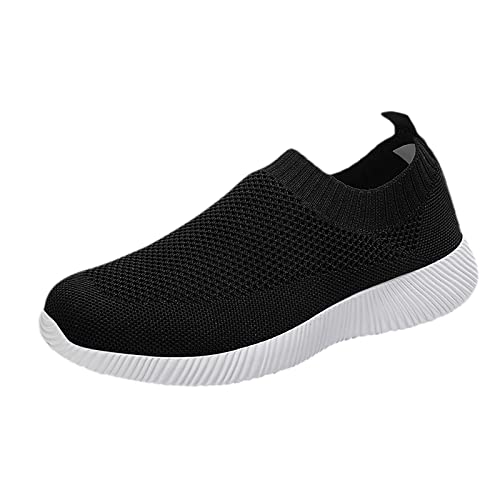 VaiKanhai Sneaker Damen, Sportschuhe Sneaker Joggingschuhe Bequeme Dehnbar Laufschuhe Comfort Outdoorschuhe Schnürsenkel Schuhe Einfarbig Outdoor Walking Schuhe Low-Top Schuhe Bequeme (Black, 38) von VaiKanhai