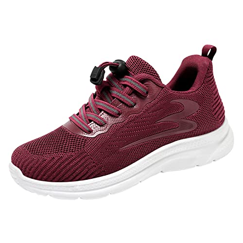 VaiKanhai Sneaker Damen, Sportschuhe Sneaker Luftkissen Atmungsaktives Mesh Dehnbar Laufschuhe Sportschuhe Sportlich Mesh-Stretch-Turnschuhe Outdoor Walking Schuhe Low-Top Schuhe Bequeme (Red, 40) von VaiKanhai