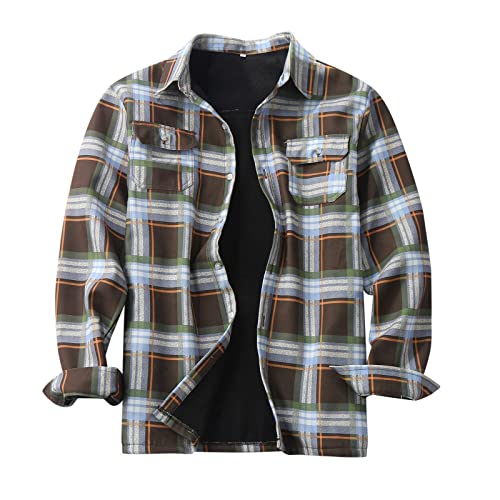 VaiKanhai Thermohemd Herren Holzfällerhemd Langarm | Herbst Gepolstert Baumwolle mit Innen Karojacke Herren Outdoorhemd Button Down Outdoorjacke Herrenjacken S M L XL XXL 3XL 4XL 5XL von VaiKanhai