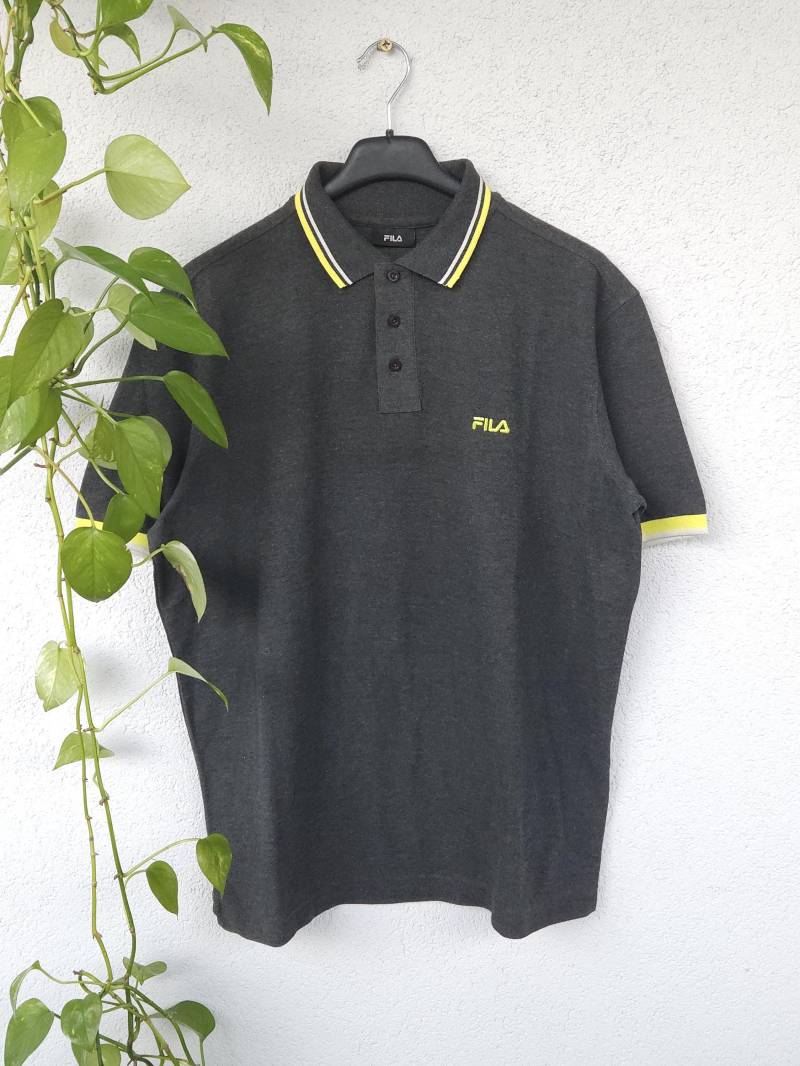Vintage 90Er Fila Polohemd Kurzarm Shirt Short Sleeve Mit Aufstick Gr. Xl Grau Polo Poloshirt Sommer Retro 80Er von VaiaVintage