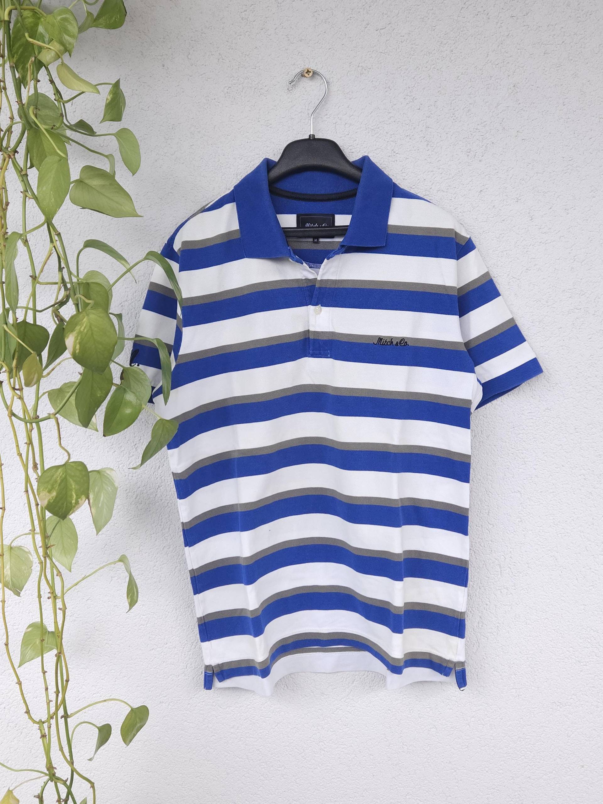Vintage 90Er Polohemd Von Mitch & Co Kurzarm Streifen Shirt Short Sleeve Gr. M Polo Poloshirt Sommer Retro Pattern 80S von VaiaVintage
