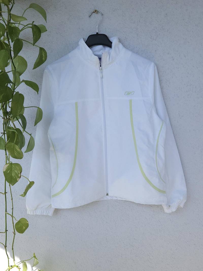 Vintage 90Er Reebok Trainingsjacke Gr. 40 | Damen L Weiß Sportjacke Track Jacket Leichte Weste Retro Style Baggy Fit Windbreaker von VaiaVintage