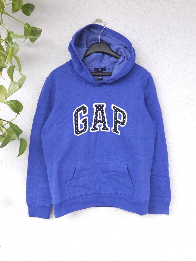 Vintage Gap Hoodie Kapuzenpullover - Damen Größe M Pullover Mit Aufgesticktem Brustlogo Marine Blau Retro 90S Stil von VaiaVintage