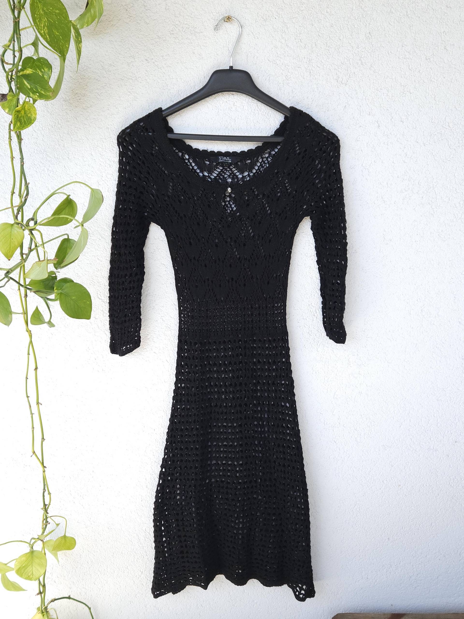 Vintage Gehäkeltes Midi Kleid Star By Julien Macdonald - Damen Größe M | Uk 10 Crochet Dress Zum Überziehen Sommer Streetwear Luftig von VaiaVintage