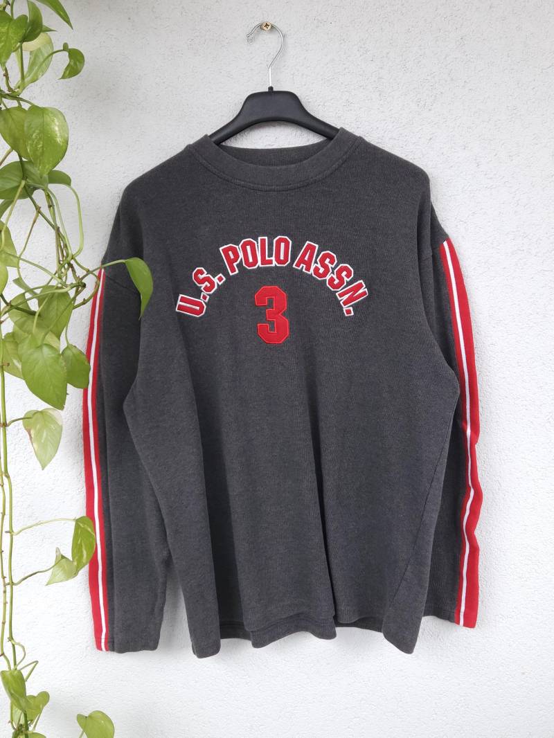 Vintage Sweater U.s. Polo. Assn. Pullover Baggy Gr. Xl Rot Grau Crewneck Retro 80S 90S Stil von VaiaVintage