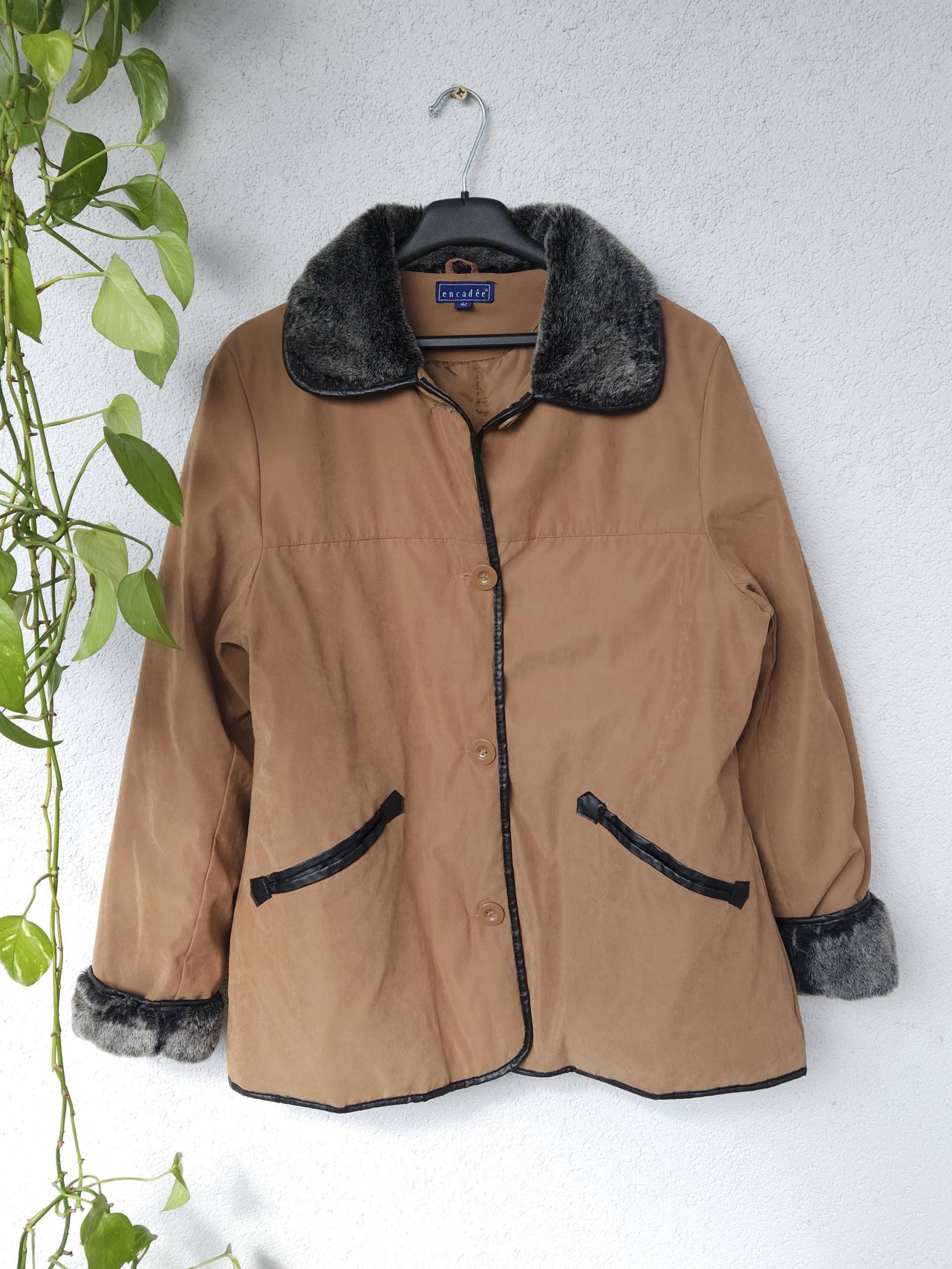 Vintage Wintermantel 90S Braun Übergangsmantel Jacke Von Encadee Damen Gr. 42 | xl Casual Wear 80S Retro Hippie Boho Style von VaiaVintage