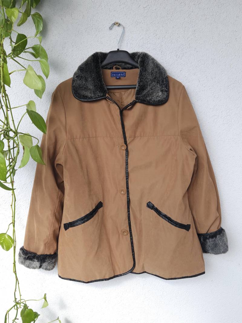 Vintage Wintermantel 90S Braun Übergangsmantel Jacke Von Encadee Damen Gr. 42 | xl Casual Wear 80S Retro Hippie Boho Style von VaiaVintage