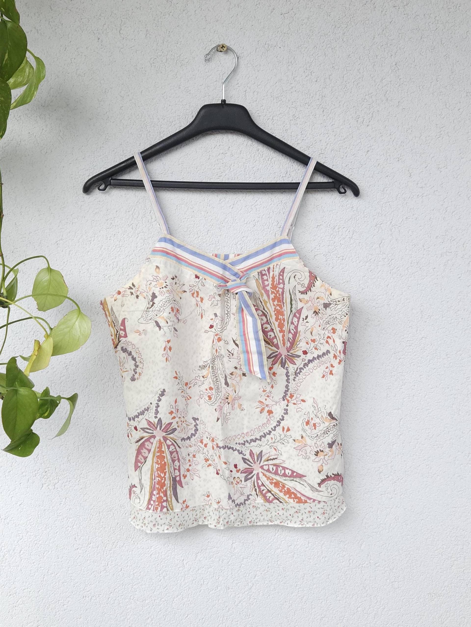 Y2K Camisole Top Boho - Damen Größe 38 | M Vintage Beiges Spaghettiträger Tank Edgy 80S 90S von VaiaVintage