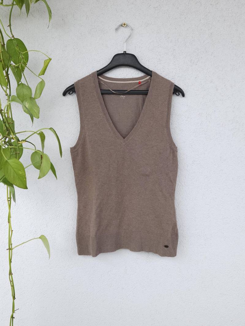 Y2K Pullunder Strick Von S.oliver Gr. S Braun Unifarben Ärmellose Weste V-Neck Sweater Retro Y2K Pullunder Strick Von S.oliver Gr. S Braun Unifarben Ärmellose Weste V-Neck Sweater Retro von VaiaVintage