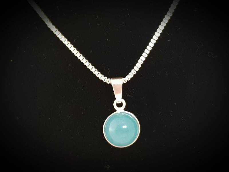 Echt Meeresblauer Aquamarin Quarz Edelstein Anhänger Mit Kette 925 Versilbert | K-S-58 von VaikikiHolzschmuck