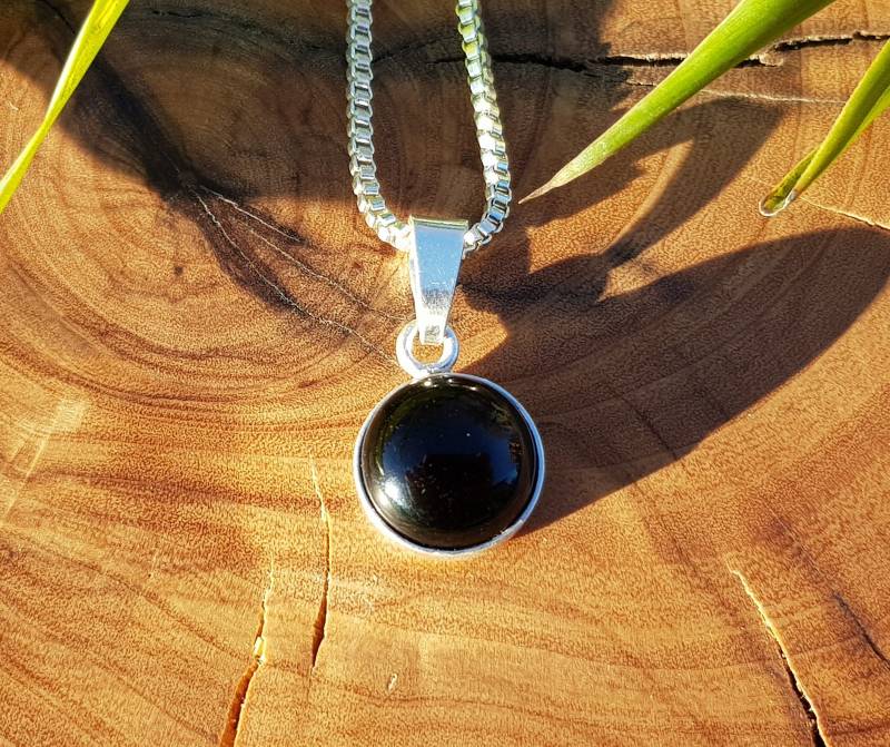 Echt Obidian Anhänger Mit Kette in 925 Versilbert Oder Edelstahl | 64 von VaikikiHolzschmuck