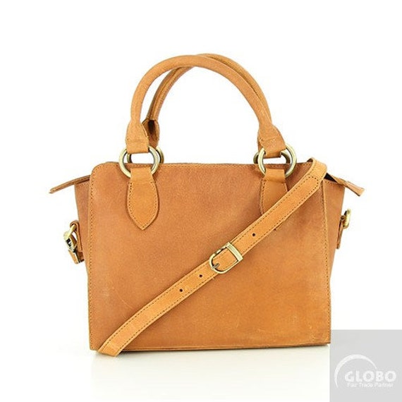 Süße Fairtrade Handarbeit Tragetasche Aus Ecoleder Auch Zum Umhängen in Braun - 2-Lof-220 von VaikikiHolzschmuck