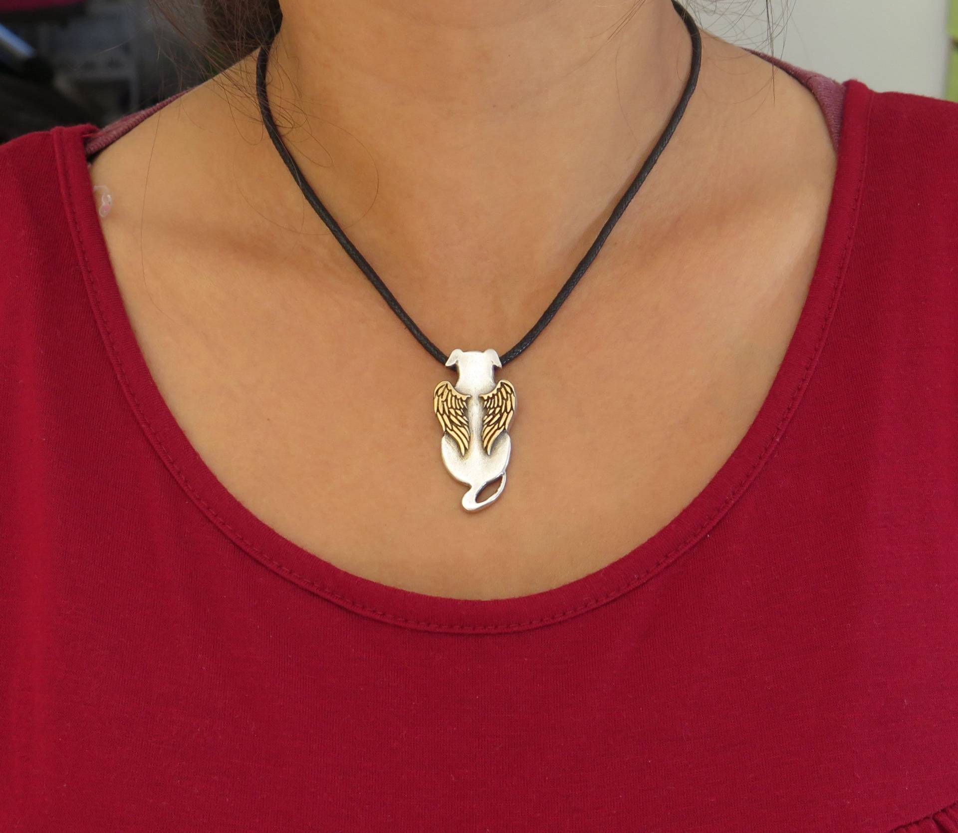 Hunde Engel Halskette, Silber Hund Anhänger, Sterling Hundekette, Halskette Hundeanhänger, Erinnerung von VakadiJewelry