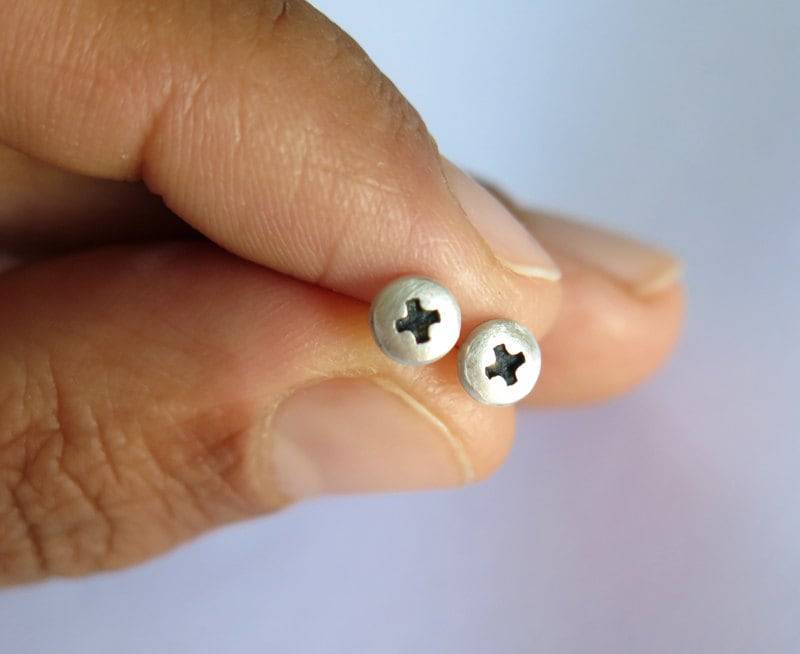 Schrauben Ohrringe, Kleine Kopf Ohrstecker, Screw Posts, Sterling Silber Phillips Schrauben Ohrringe, Kleine Kopf Ohrstecker, Screw Posts, Sterling Silber Phillips von VakadiJewelry