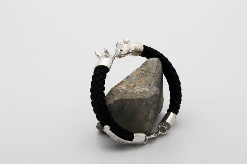 sterling Silber Hunderasse Armband Handgemachtes Lederband Armband von Vakkancs
