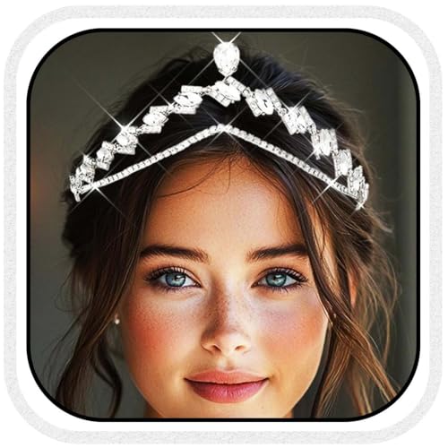 Vakkery Kristall-Strass-Tiara-Krone silberne Strass-Hochzeitskrone Braut-Tiara mit Kamm für Frauen von Vakkery