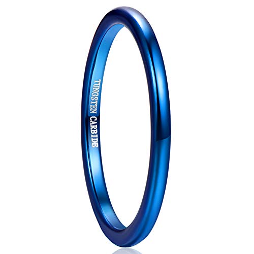 Vakki 2mm Blau Schmal Ringe für Männer/Frauen Paarring Wolfram Bestes Geschenk für Geburtstag Jubiläum Größe 56(17.8) von Vakki