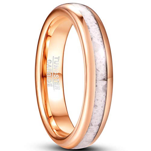 Vakki Wolfram Ring Roségold 4mm Ring Damen Wolframcarbid Marmor Ring Geeignet für Heirat Verlobung Größe 54.4(17.3) von Vakki