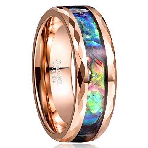 Vakki 8mm Rosegold Wolframkarbid Ring Herrenring Muschel Modeschmuck Ring für Hochzeit Alltag Jahrestag Größe 67.2(21.4) von Vakki