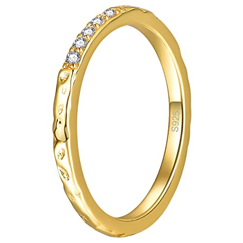 Vakki Sterling Silber 925 Ringe vergoldet 14K Gold Inlay 5 1,25mm Zirkonia Stapelbare Ringe für Frauen und Mädchen für Verlobung, Hochzeit und den täglichen Gebrauch, Größe 49.3(15.7) von Vakki