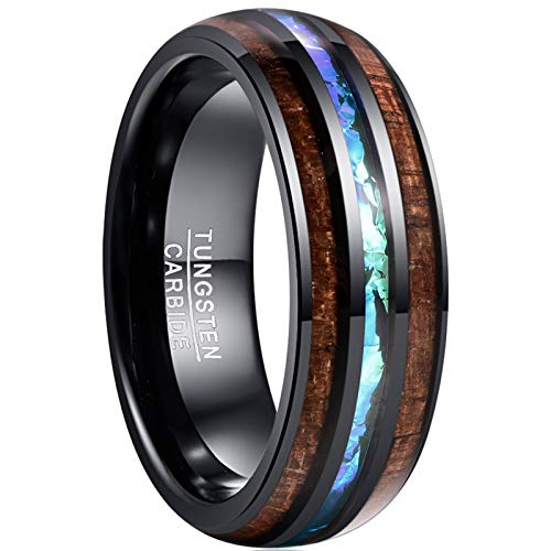 Vakki Unisex Ringe aus Wolfram Holz Opal für Hochzeit Verlobung Versprechen Hoby Lebensstil Größe 71(22.6) von Vakki