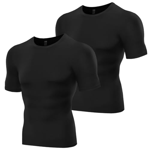 Valcatch Herren Kompressionsshirts 2er-Pack Athletic Kurzarm Schnell Trocknender Baselayer Workout Running T-Shirt Sport Activewear von Valcatch