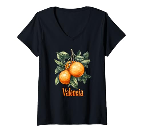 Damen Spanien Valencia Souvenir Valencia T-Shirt mit V-Ausschnitt Damen Spanien Valencia Souvenir Valencia T-Shirt mit V-Ausschnitt von Valencia Spain Souvenir Store