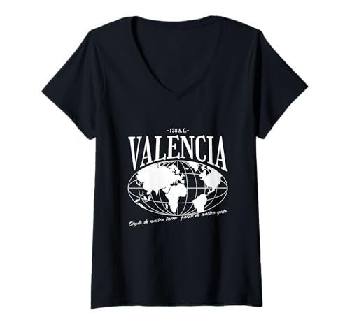 Damen Valencia Heimat Stolz T-Shirt mit V-Ausschnitt von Valencianer Spruch Liebe Geschenkidee