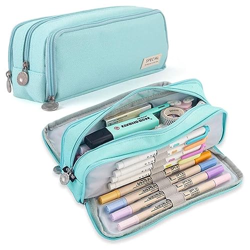 Valentigrl Große Öffnung Bleistift Stifteetui, Bleistift Stift Fall Große Kapazität Büro College Schule Große Lagerung Hohe Tasche Tasche Halter Box Organizer, 389 Glacier Blue, One size von Valentigrl