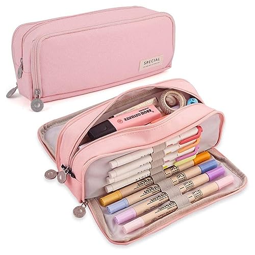 Valentigrl Große Öffnung Bleistift Stifteetui, Bleistift Stift Fall Große Kapazität Büro College Schule Große Lagerung Hohe Tasche Tasche Halter Box Organizer, 396 Pink, One size von Valentigrl